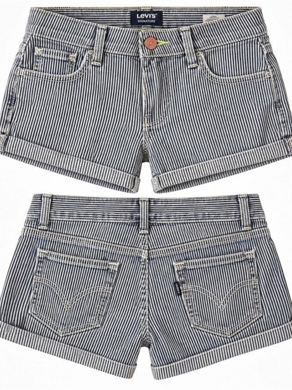 Levi's Striped Denim Shorts in Blue & White Like New